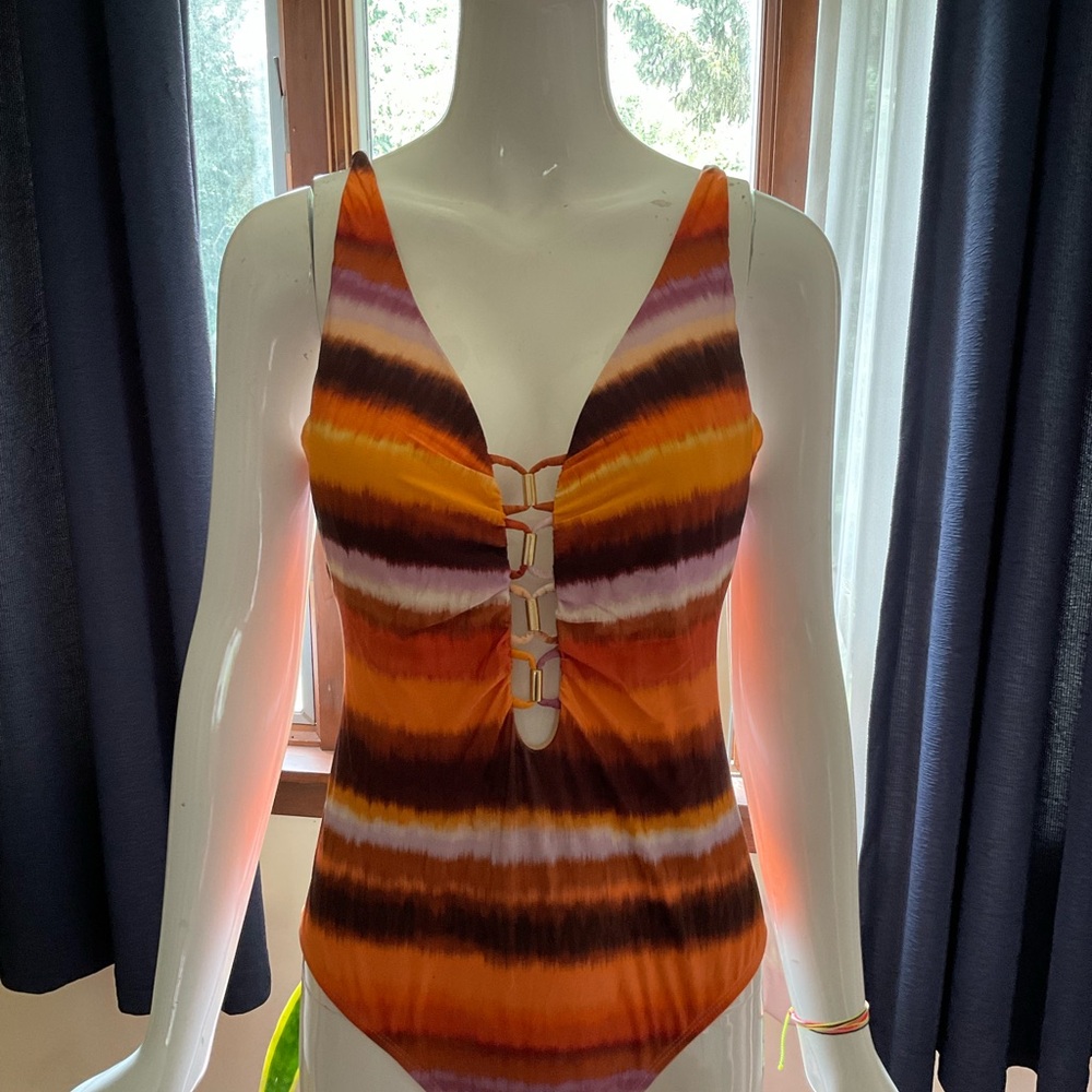 La Blanca Orange and White Swimsuit